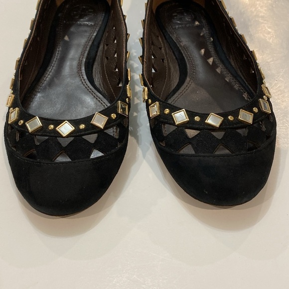Tory Burch Black Flats Suede Ballerina Flats Kingsbridge Size 6.5 - Picture 8 of 15